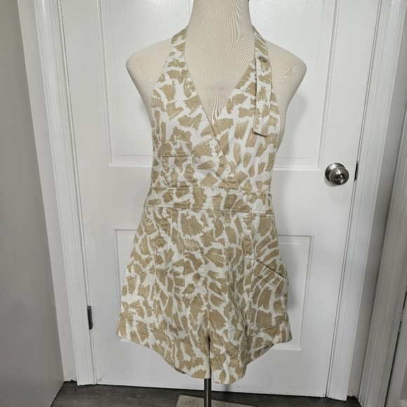 Anthropologie Maeve Gardeners Apron Shortalls Size 14 - Picture 3 of 17